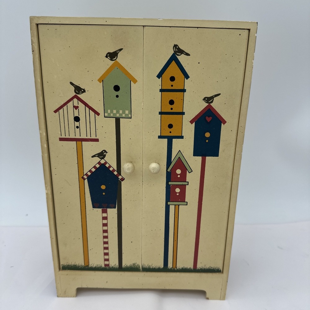 Birdhouse Design Wooden Trinket Cottage Core Dresser Cabinet For Jewelry